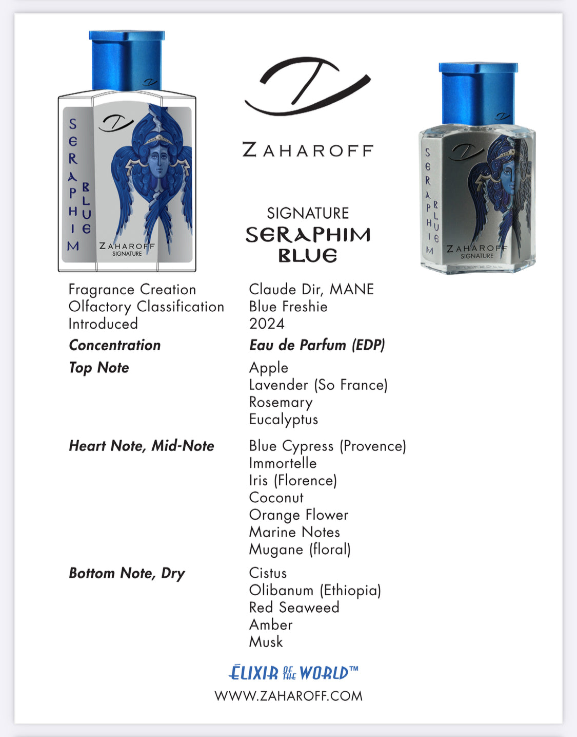 Zaharoff Signature Seraphim Blue 60ml/120ml (2.0 oz/4.0 oz)